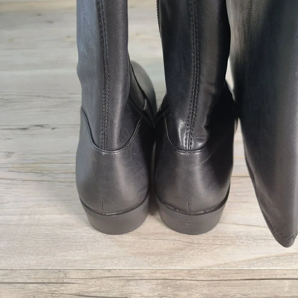 INC Irinaa Black Faux Suede Over Knee Boots Sz 5.5M